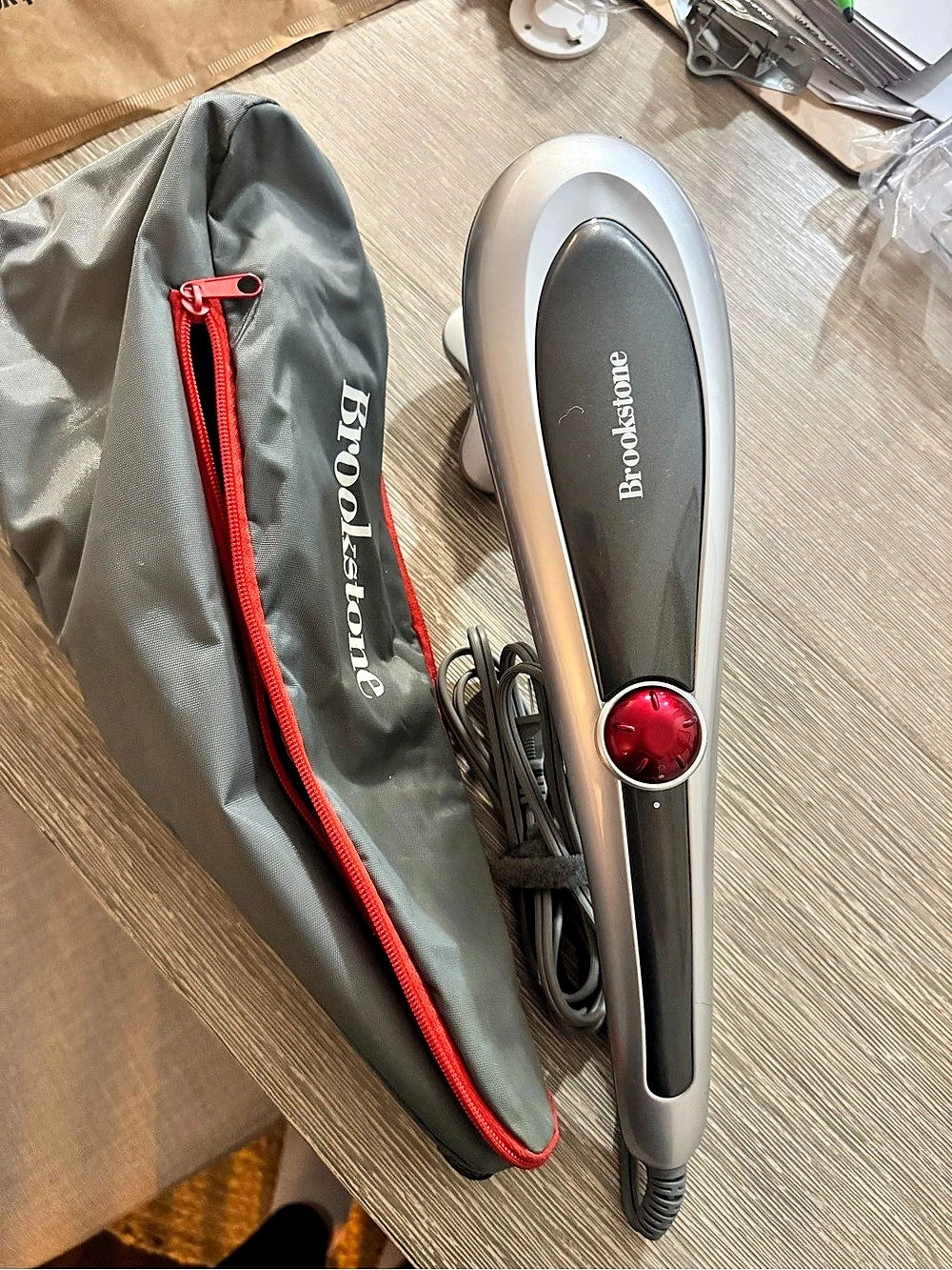 Brookstone Active Sport Handheld Percussion Massager Gray & Red